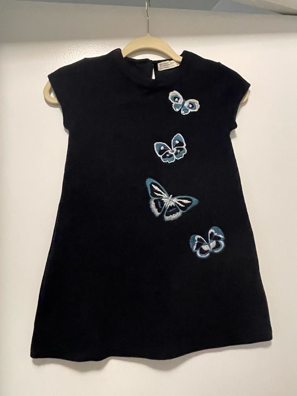 Zara Girls Navy Wool Dress with butterflies Detail